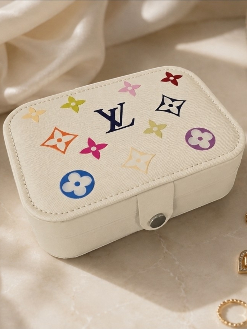 Luxury-Inspired White Travel Jewelry Box – 4.25" x 6.25" Organizer